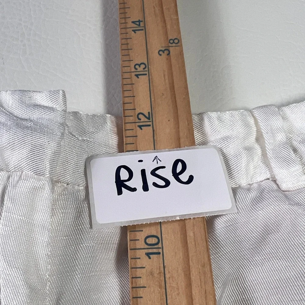 Zara Pants Women M White Wide Leg Linen Blend High Rise Summer Trousers